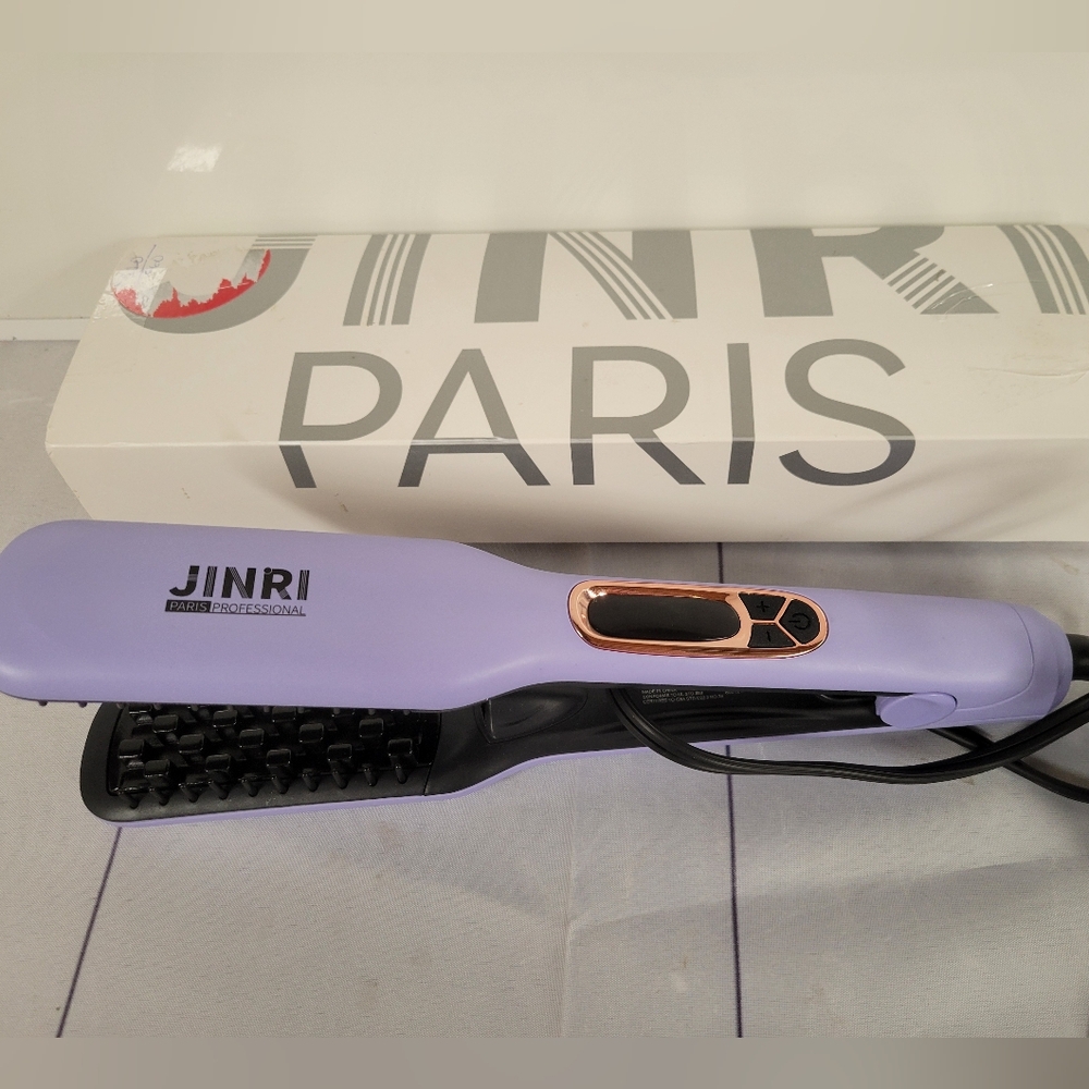 Jinri Paris Professional Purple Colored Hair Straightener Brush, New With Box